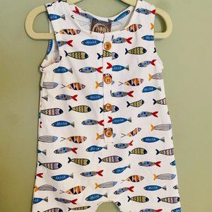 NWT Emma Jean Boys Fish Romper